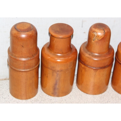 1641 - 4 antique turned Boxwood medicine bottles, tallest approx 16cm