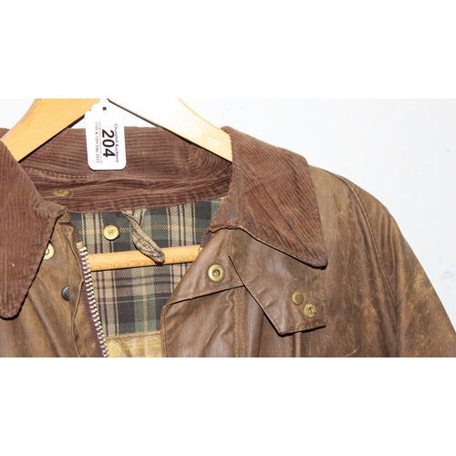 204 - Barbour Solway zipper wax jacket, size unknown but possibly L/XL