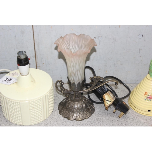 240 - 4 vintage lamp bases (2 wired) to include Poole and Royal Norfolk tallest approx. 23cm