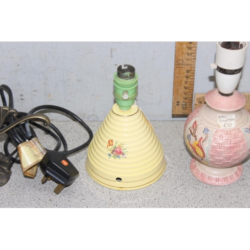 240 - 4 vintage lamp bases (2 wired) to include Poole and Royal Norfolk tallest approx. 23cm