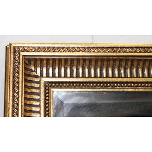 422 - Large gilt-framed hall mirror with bevelled edge, approx 101cm x 70cm