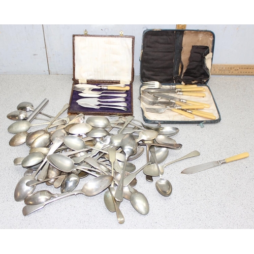 1012 - Mixed lot of silver-plated cutlery, approx 4.6kg gross