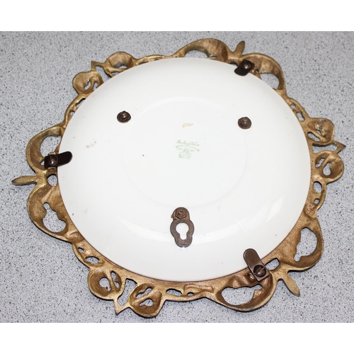 400 - A small vintage Burleighware pottery and gilt brass wall mirror, approx 32cm in diameter