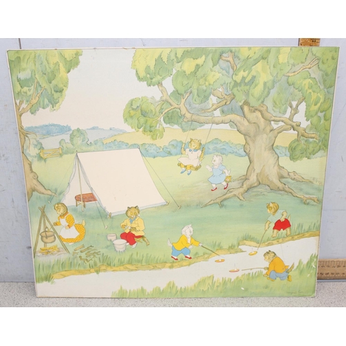 403 - 3 mid-century children's Margaret Ross prints, each approx 51cm x 45cm, and a print of Donald Duck