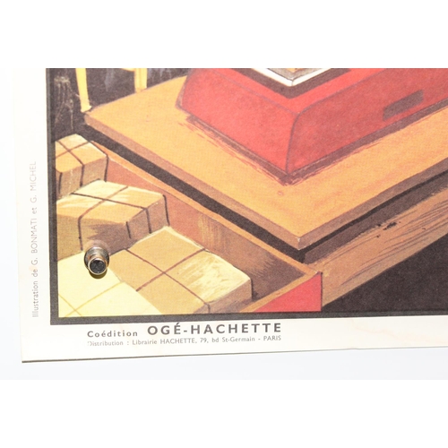 404 - 5 interesting mid-century Ogé Hachette French double-sided school posters, to incl themes of dentist... 