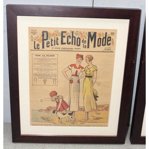 411 - 4 framed antique and later cuttings from the French fashion magazine Le Petit Echo de la Mode, appro... 