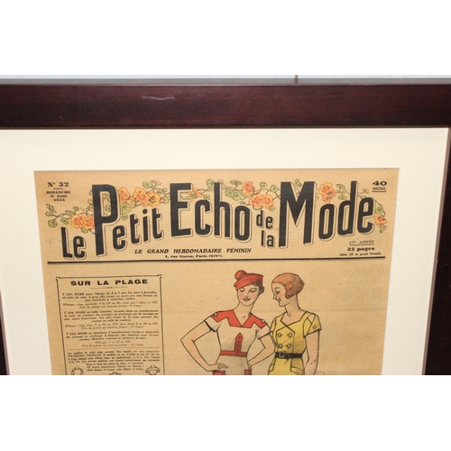 411 - 4 framed antique and later cuttings from the French fashion magazine Le Petit Echo de la Mode, appro... 