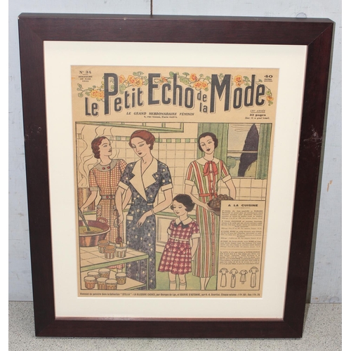 411 - 4 framed antique and later cuttings from the French fashion magazine Le Petit Echo de la Mode, appro... 