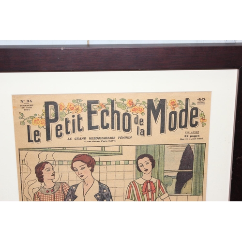 411 - 4 framed antique and later cuttings from the French fashion magazine Le Petit Echo de la Mode, appro... 