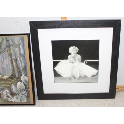 415 - 2 original watercolours, one of fairies in a woodland and one of a bulldog, along with a framed phot... 