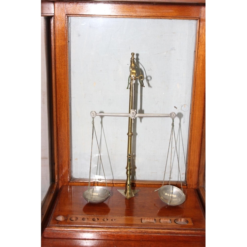 651 - Cased set of antique apothecary scales, approx. 34cm high in case