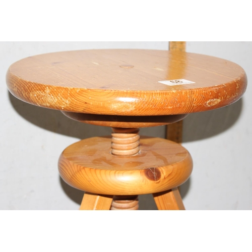 68 - Pine potter's stool with adjustable seat