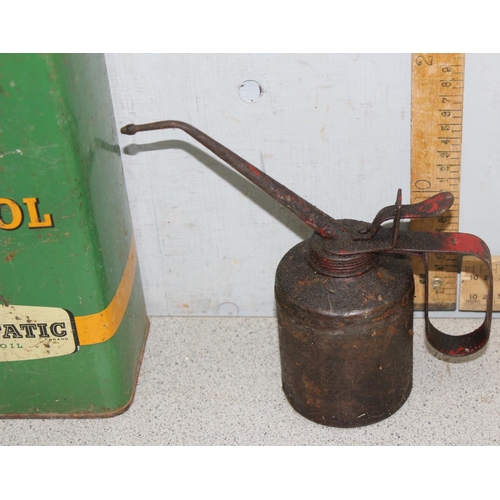 702 - Vintage BP Energol motor oil  can, blow lamp and small oil can (3)