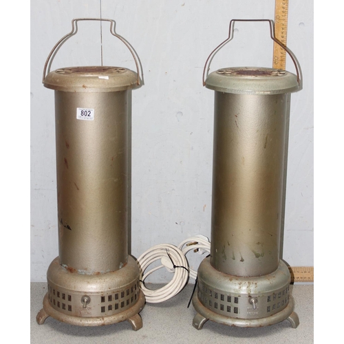 802 - 2 vintage greenhouse heaters, approx 60cm tall