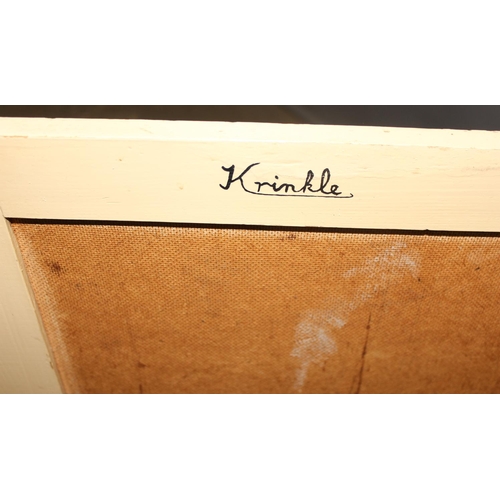 121 - A vintage white painted low cabinet with drawer, signed Krinkle, approx 49cm wide x 51cm deep x 80cm... 