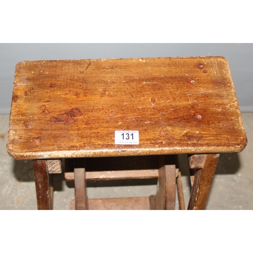 131 - A vintage metamorphic scullery step stool, approx 38cm wide x 21cm deep x 60cm tall