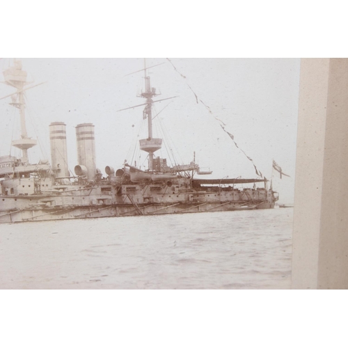 1474 - An early 20th century photograph of a Royal Navy Dreadnought Battleship by Weeks & Gimblett of Weymo... 