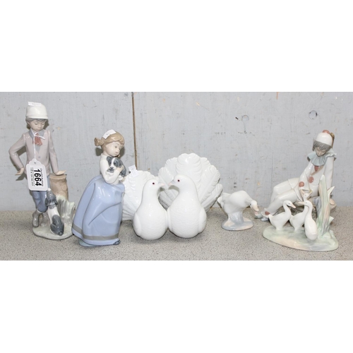 1664 - Assorted Nao and Lladro figurines, tallest approx 23cm