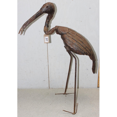 311 - Ornamental metal statue of an Ibis, approx 76cm tall