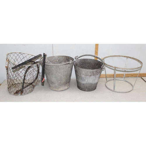 312 - 2 galvanised metal buckets and other similar items