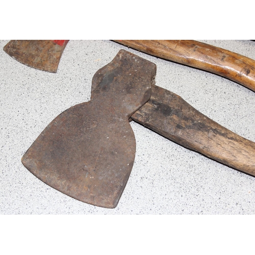 313 - Wooden handled axe and 2 hatchets (3)