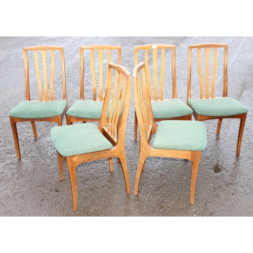 4 - A set of 6 retro teak dining chairs with green upholstered seats, likely S-Form by Sutcliffe of Todm... 