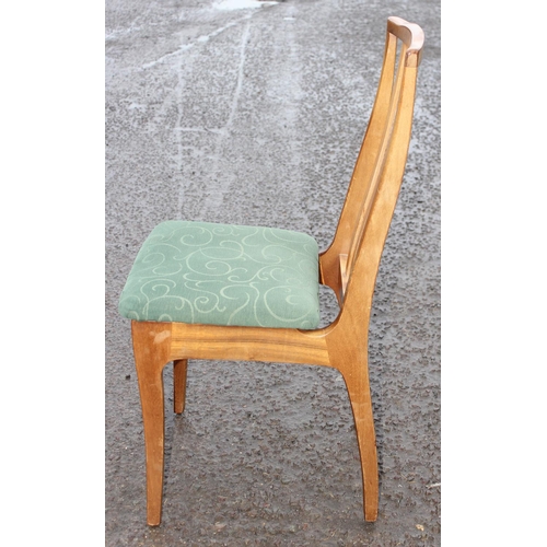 4 - A set of 6 retro teak dining chairs with green upholstered seats, likely S-Form by Sutcliffe of Todm... 