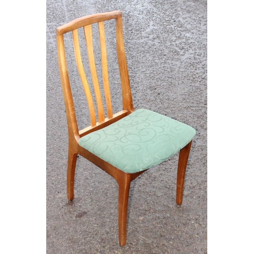 4 - A set of 6 retro teak dining chairs with green upholstered seats, likely S-Form by Sutcliffe of Todm... 