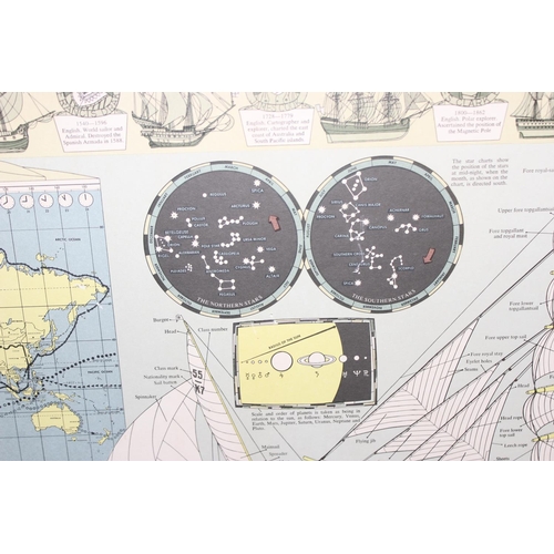 464 - Large print of Tre Tryckare Mariner's Chart, approx 116cm x 68cm