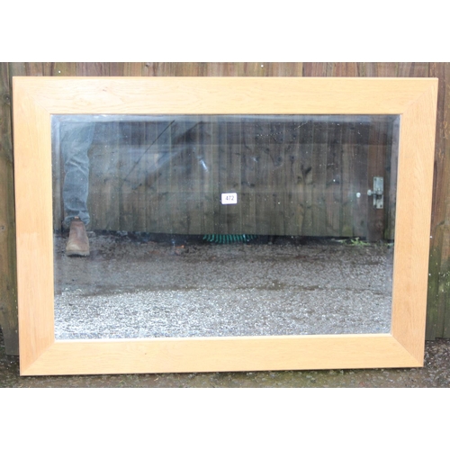 472 - Large light-oak framed mirror approx 109 x 80cm