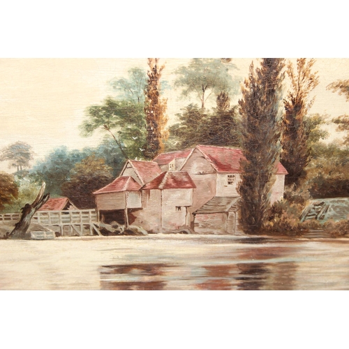 478 - J. Bays (XIX), oil on canvas of a watermill on a river with swans, signed lower right and dated 1881... 