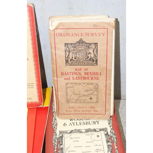 525 - Qty of vintage folding maps to incl Bartholomew's and OS maps