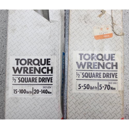 813 - 2 x Torque wrenches, half inch square drive in original boxes