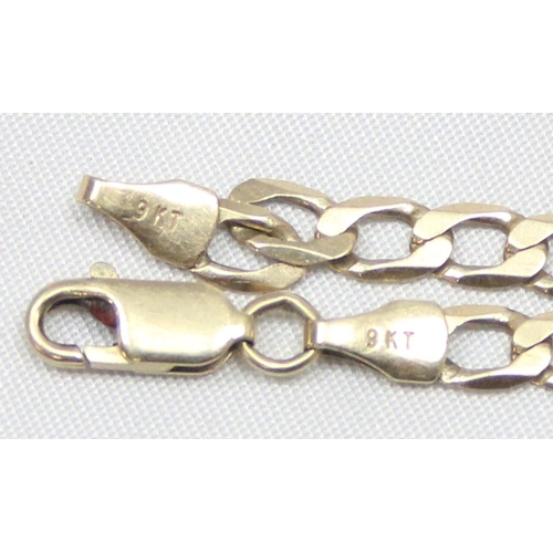 1109 - An Italian 9ct gold flat kerb chain bracelet, marked and XRF confirmed, approx 20cm long, approx 3.8... 