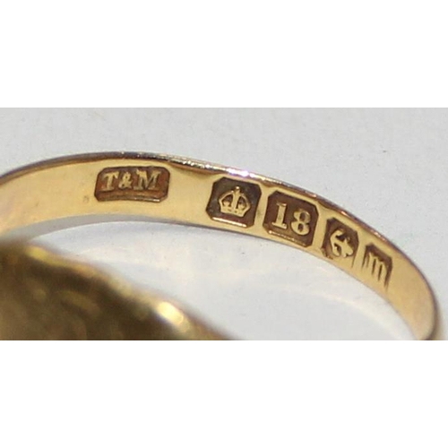 1110 - An antique 18ct gold signet ring, Birmingham 1911, approx size Q, approx 3.79g gross