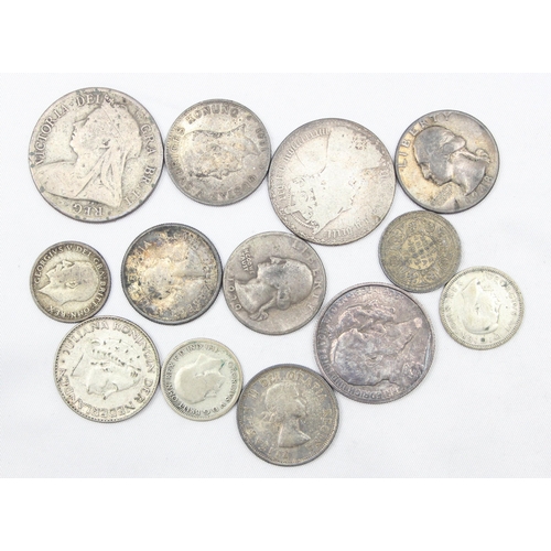 1200 - Qty of assorted mixed world and British coins, all with silver content, approx 83.37g gross