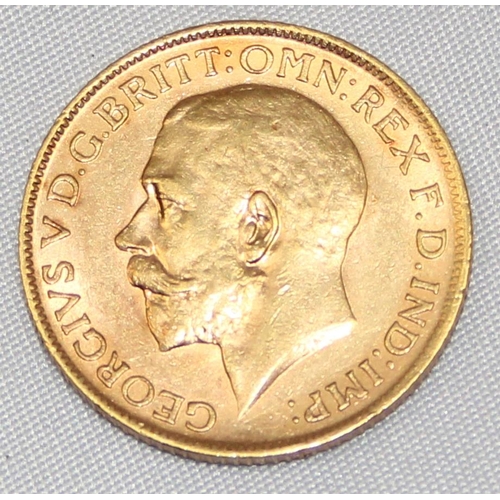 1211 - British Gold Coins - George V (1910-1936), 1912 gold full sovereign coin, London mint, approx 7.97g ... 