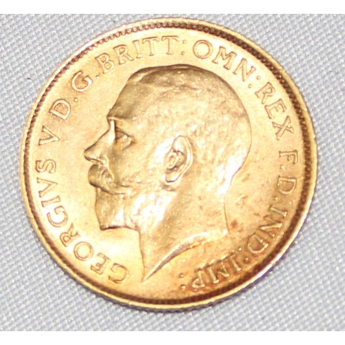 1212 - British Gold Coins - George V (1910-1936), 1912 gold half sovereign coin, London mint, approx 3.98g ... 