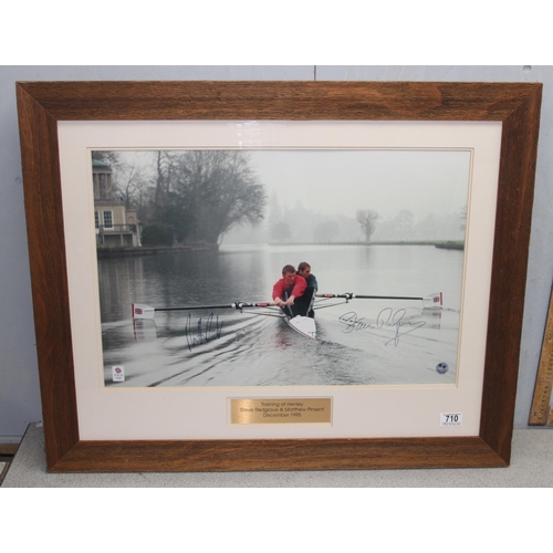 710 - Signed limited edition (123/212) framed print of Team GB's Olympic rowers Matthew Pinsent and Steve ... 