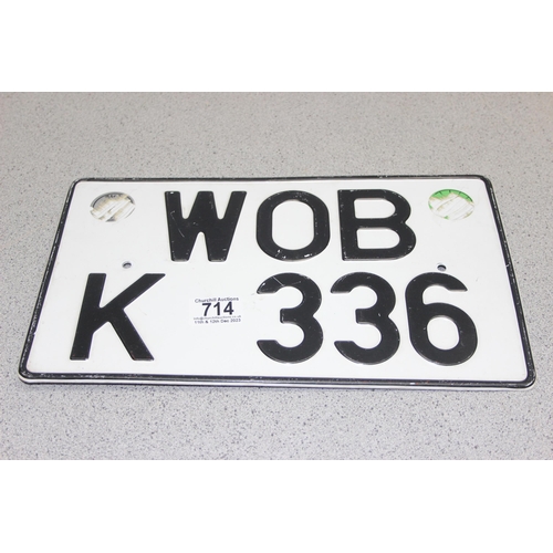 714 - 4 overseas vehicle tin registration plates