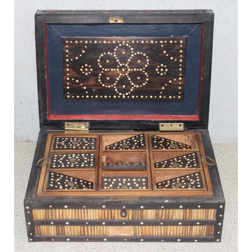 294 - 5 assorted antique and vintage wooden boxes to inc a Porcupine quill box, approx 27cm x 19cm x 11cm