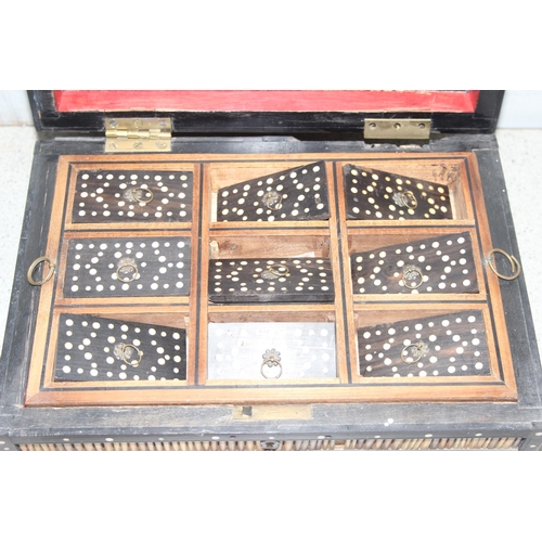 294 - 5 assorted antique and vintage wooden boxes to inc a Porcupine quill box, approx 27cm x 19cm x 11cm