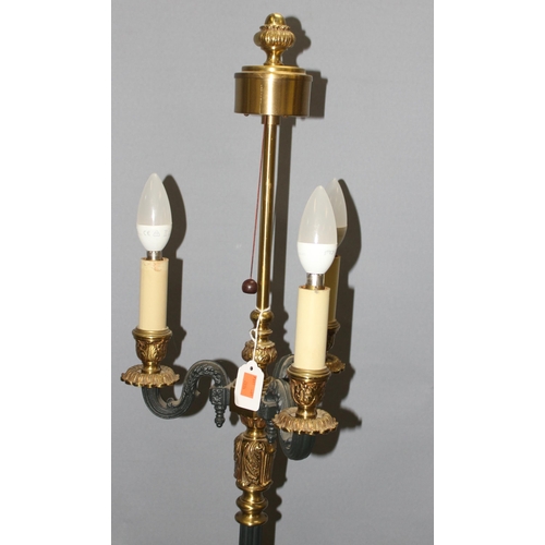 231 - A gilt metal 3 branch floor standing standard lamp, approx 165cm tall