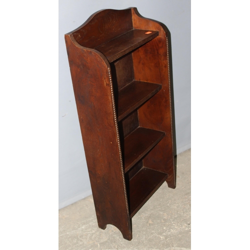 47 - A small early 20th century oak bookshelf, approx 43cm wide x 18cm deep x 95cm tall