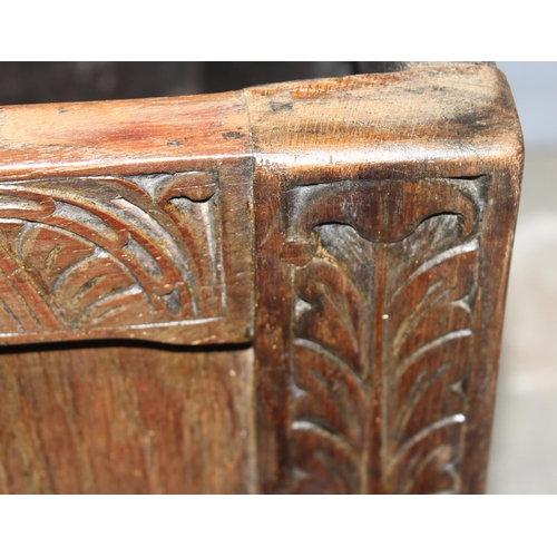 57 - A small antique style oak coffer, approx 60cm wide x 38cm deep x 40cm tall