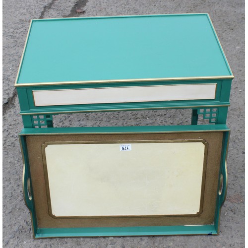 175 - Brian Stone of Wallingford, a bespoke made cream and green painted tray table in the Oriental taste,... 