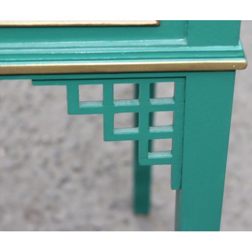 175 - Brian Stone of Wallingford, a bespoke made cream and green painted tray table in the Oriental taste,... 