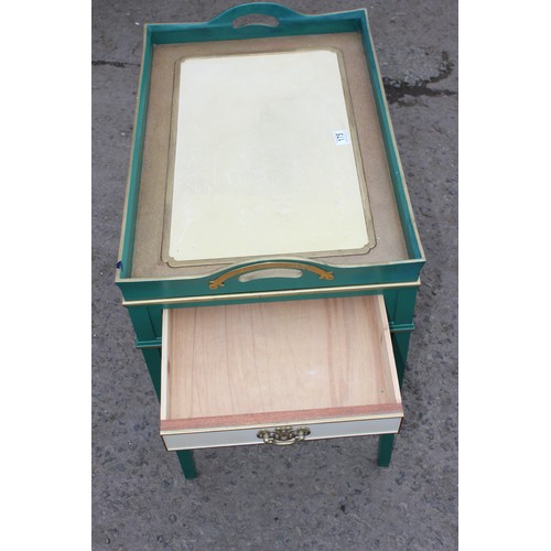 175 - Brian Stone of Wallingford, a bespoke made cream and green painted tray table in the Oriental taste,... 