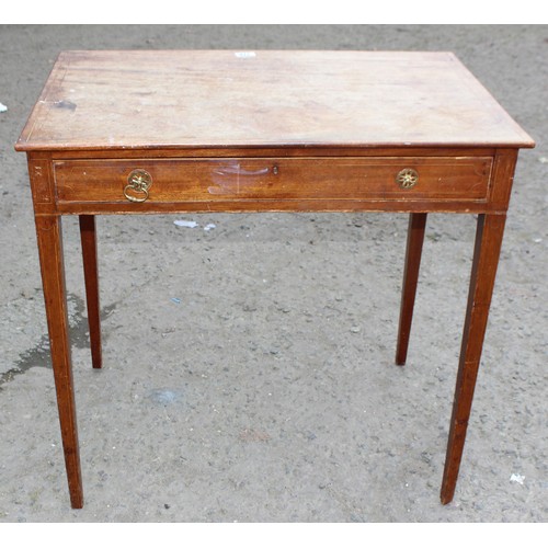 176 - An Edwardian mahogany console table with single drawer, approx 80cm wide x 53cm deep x 75cm tall