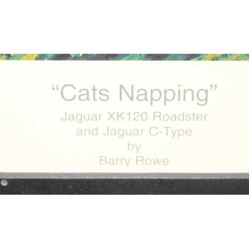 722 - 'Cats Napping' signed limited edition print by Barry Rowe, showing a XK 120 & C-Type Jaguar. Signed ... 